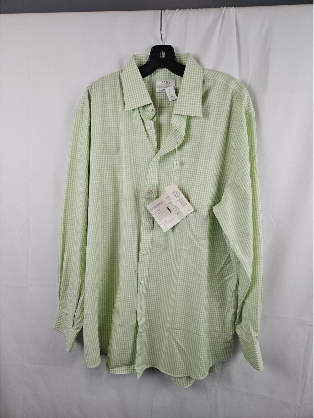Enro Men's Long Sleeve Button-Up  Shirt Green Check 17 NWT